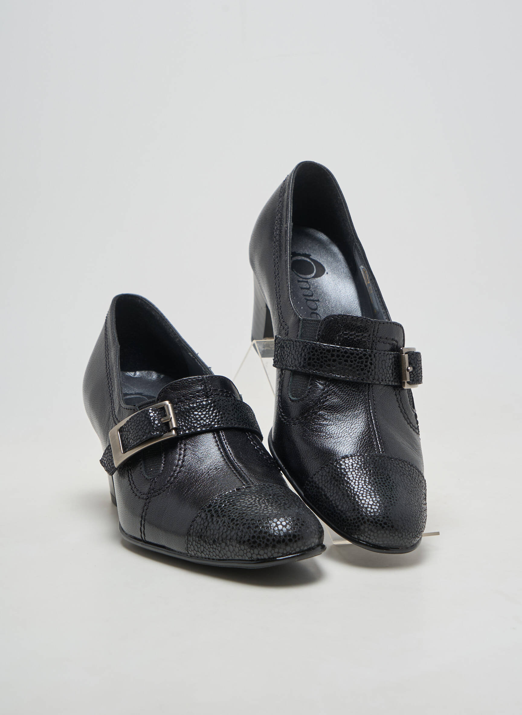 Mocassins matière lisse talon de 4 à 6cm noir OMBELLE femme