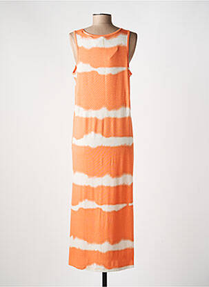 Robe longue imprimé fantaisie fines bretelles orange LPB femme