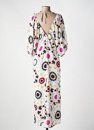 Robe longue imprimé fantaisie manches 3/4 blanc LPB femme