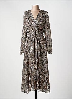 Robe longue manches longues manches longues noir MOLLY BRACKEN femme