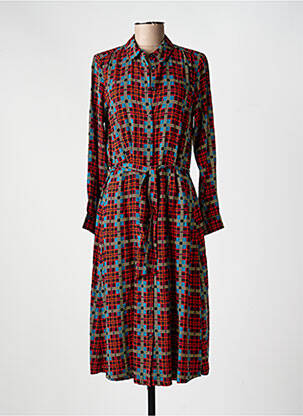 Robe mi-longue imprimé fantaisie manches longues rouge KING LOUIE femme