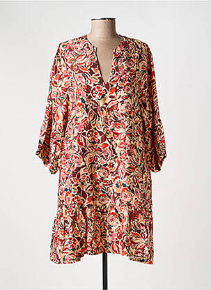 Robe courte manches 3/4 manches 3/4 rouge PAKO LITTO femme