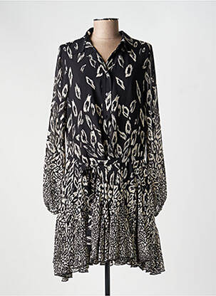 Robe courte coupe évasée manches longues noir MOLLY BRACKEN femme