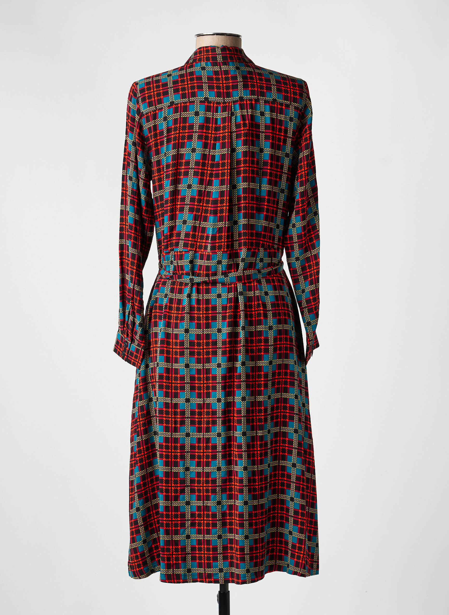 Robe mi-longue imprimé fantaisie manches longues rouge KING LOUIE femme