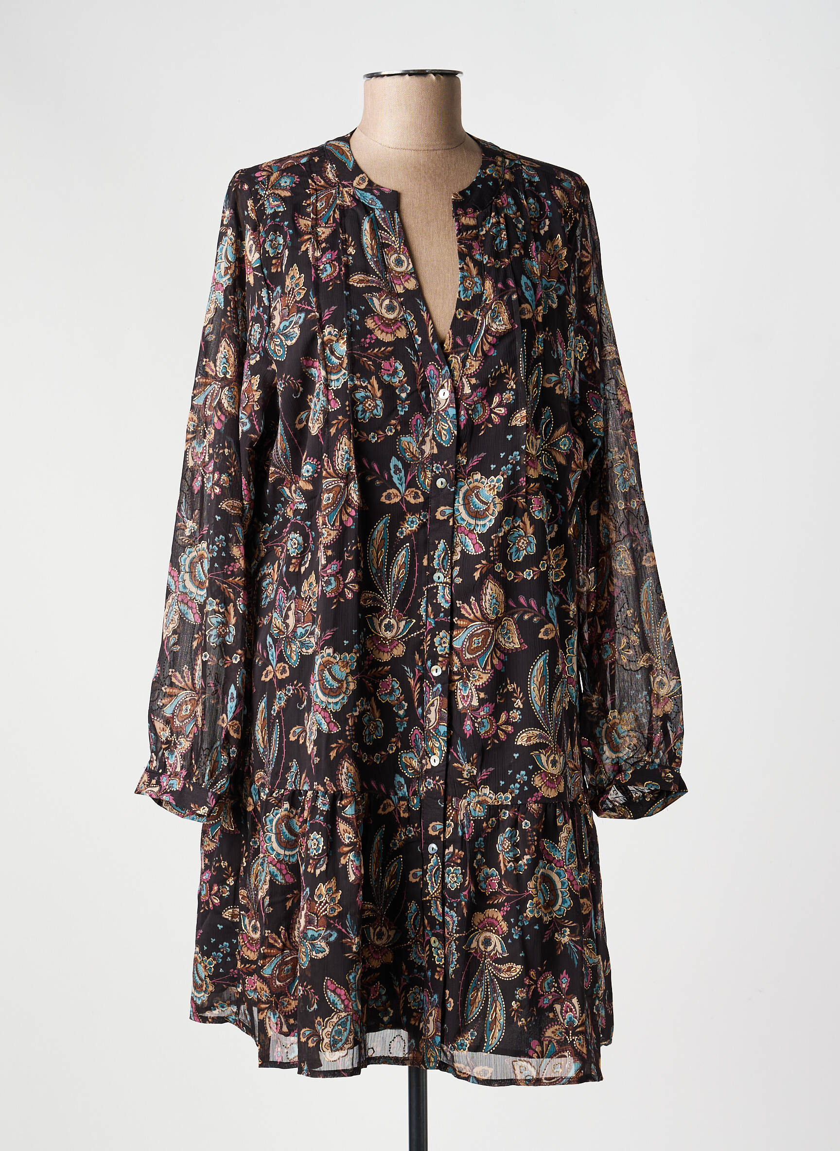 Robe courte manches longues manches longues noir MOLLY BRACKEN femme