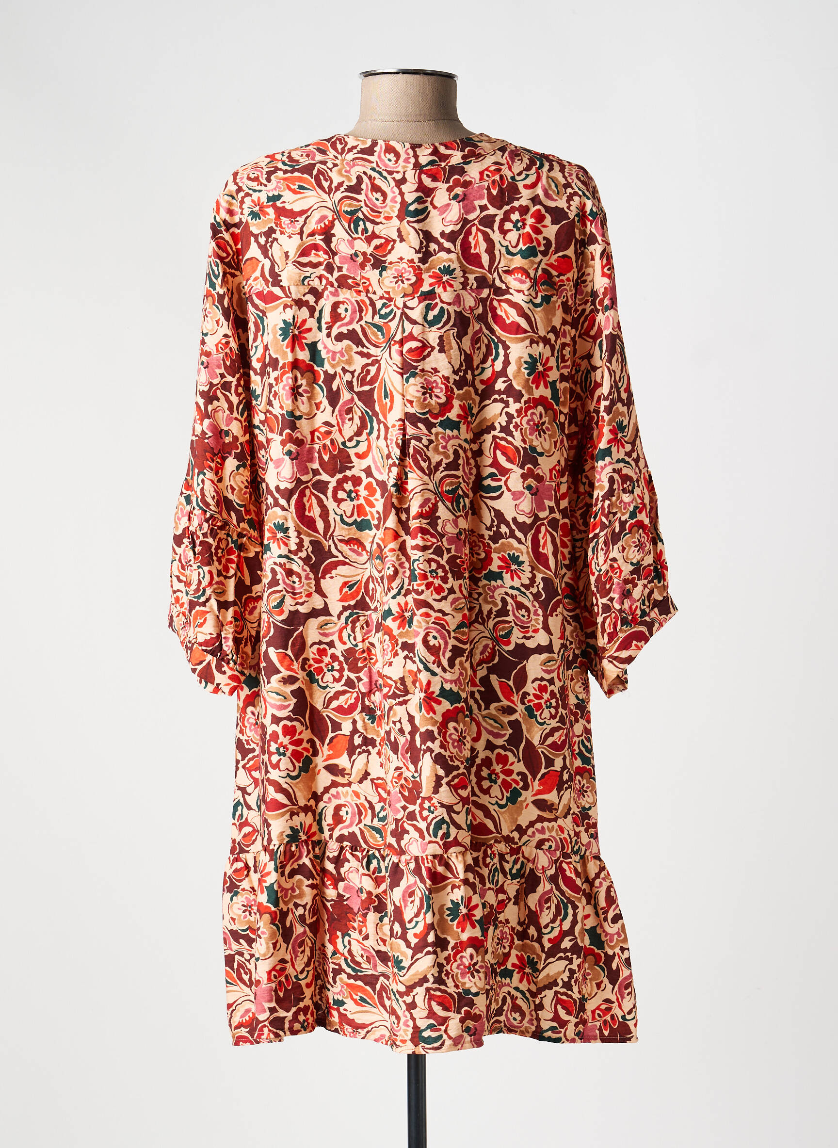 Robe courte manches 3/4 manches 3/4 rouge PAKO LITTO femme