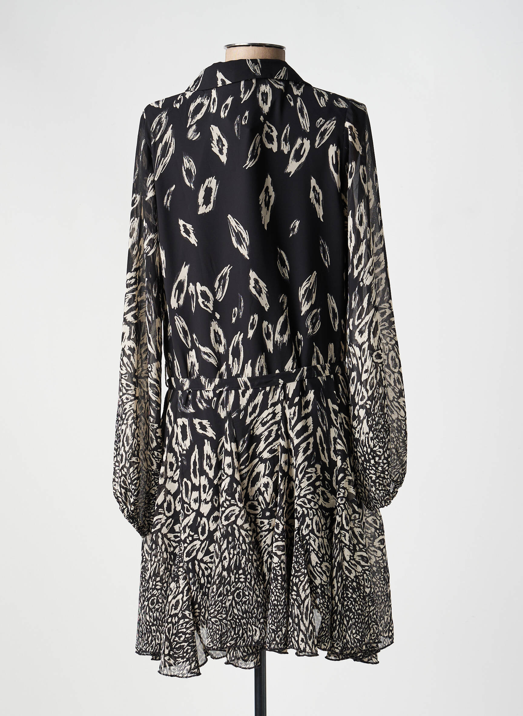 Robe courte coupe évasée manches longues noir MOLLY BRACKEN femme
