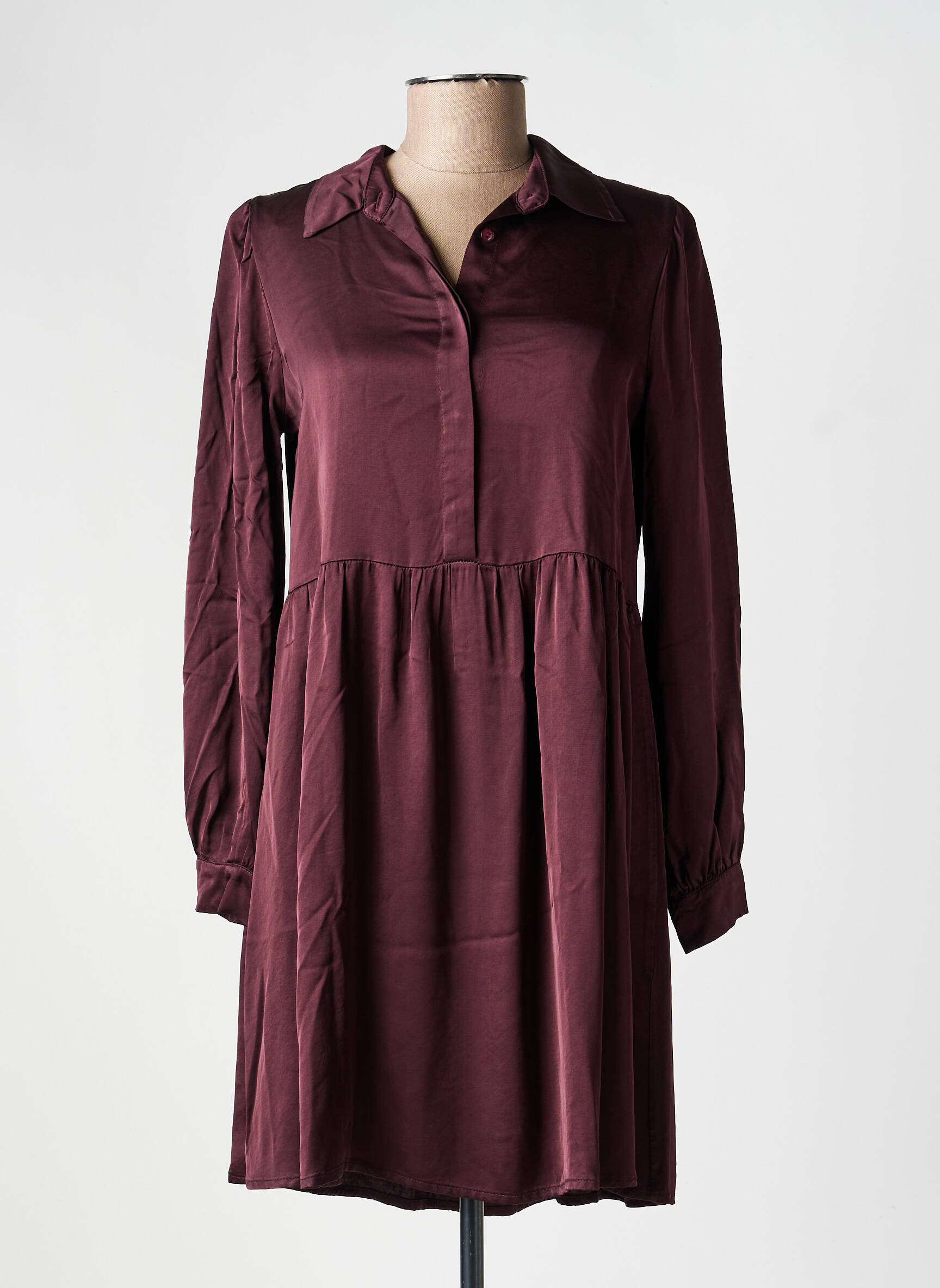 Robe mi-longue coupe fluide manches longues violet PAKO LITTO femme