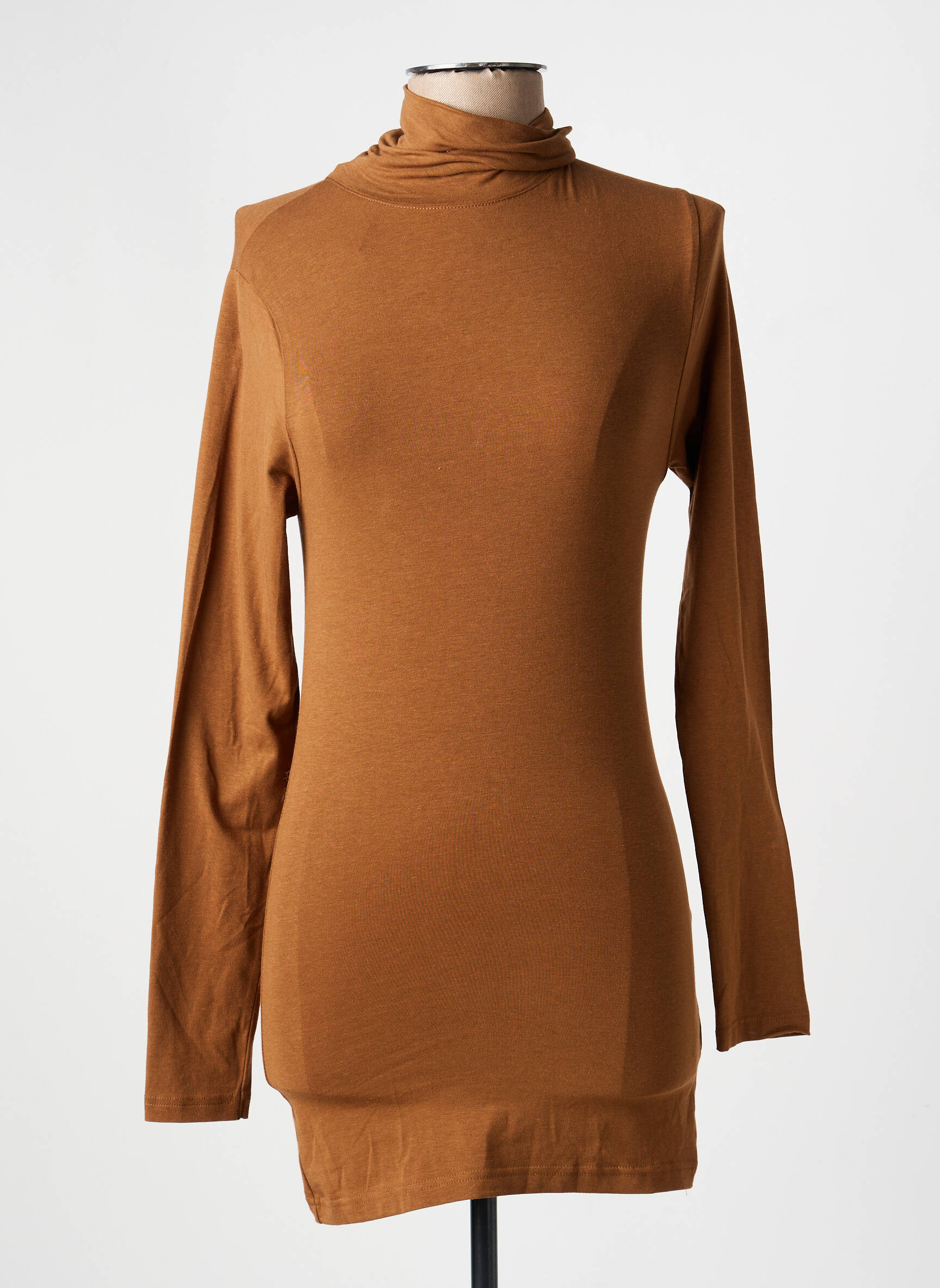 Sous-pull coupe cintrée manches longues marron B.YOUNG femme