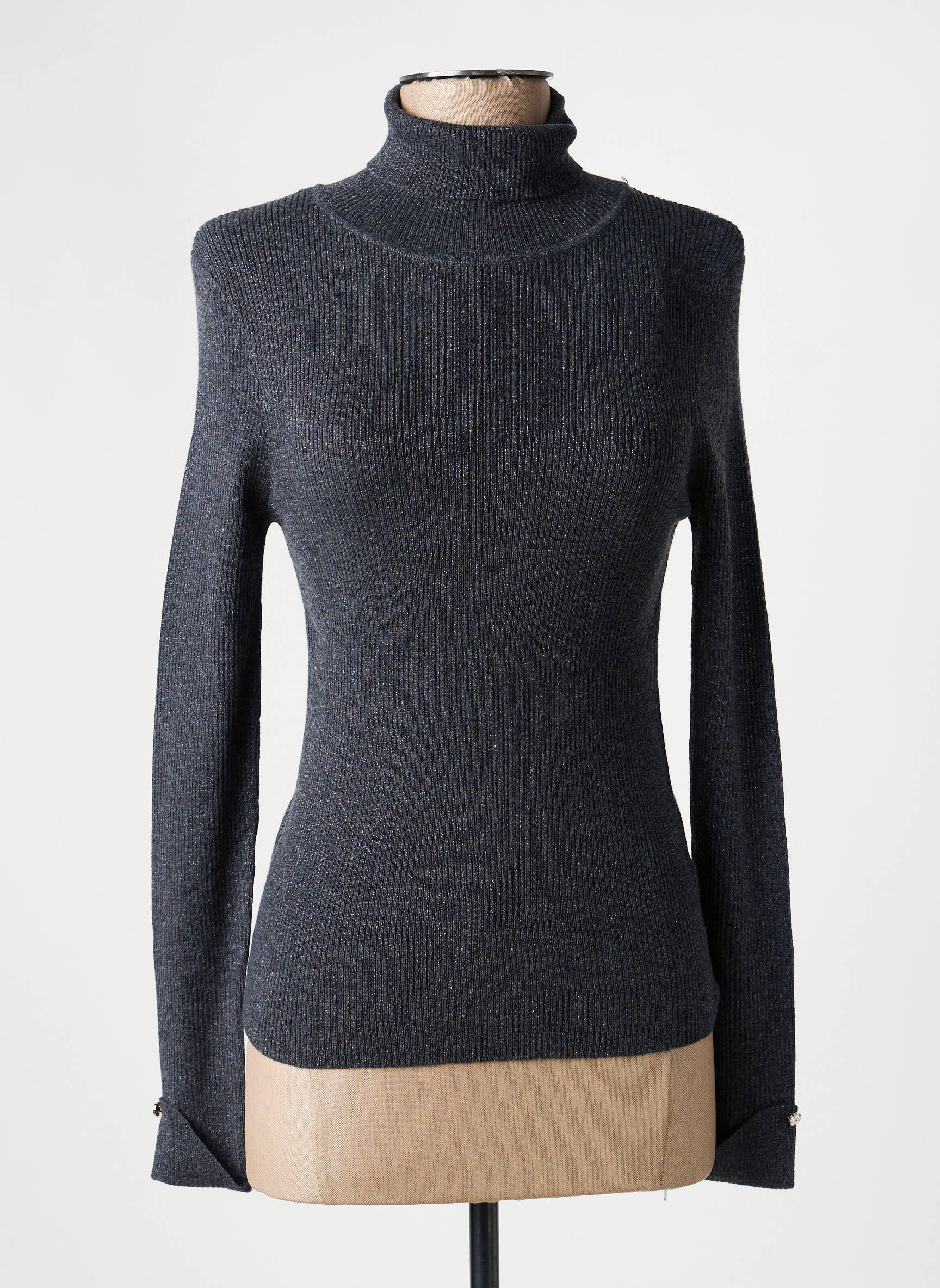 Pull col roulé coupe cintrée manches longues gris MOLLY BRACKEN femme