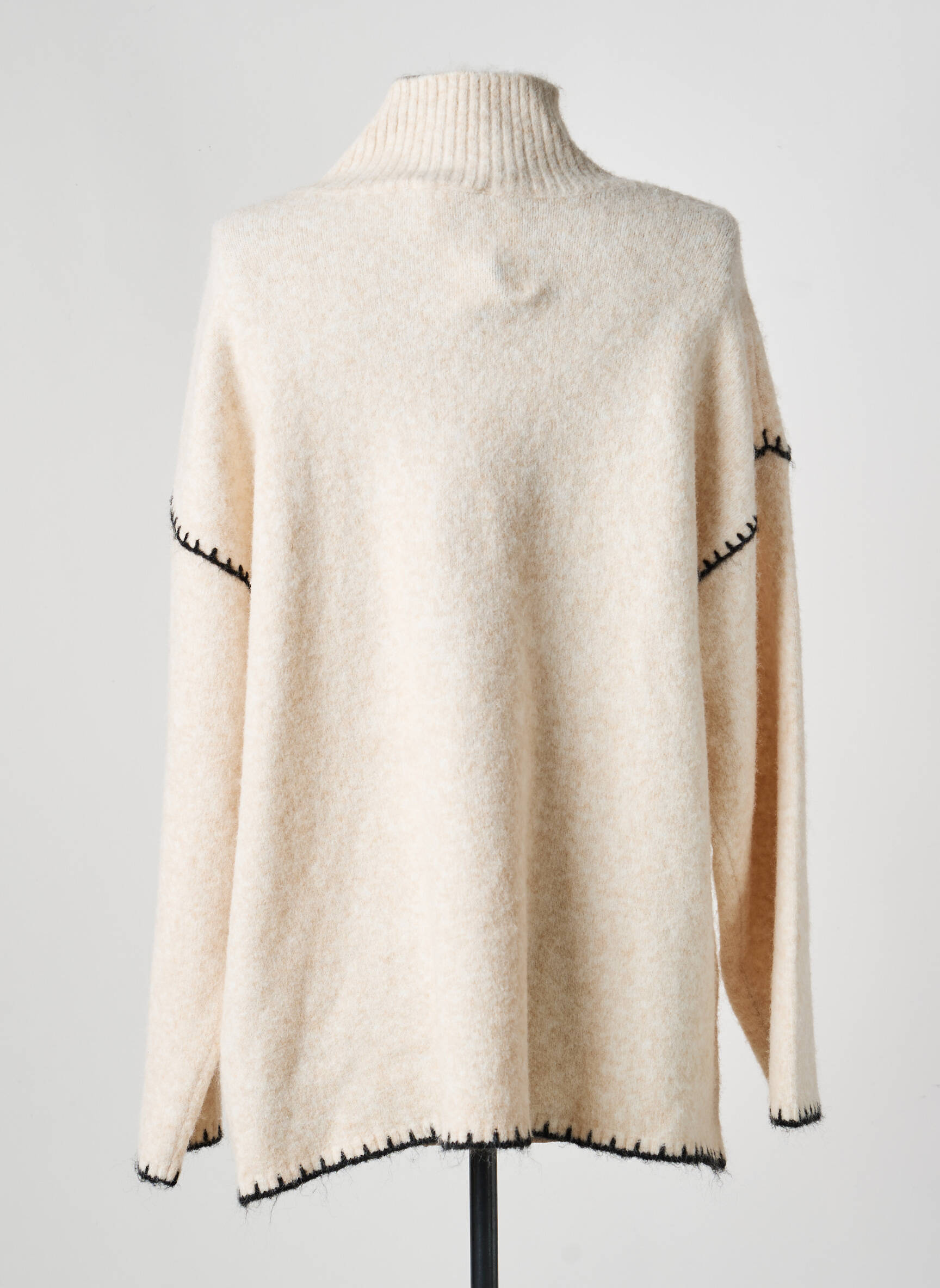 Pull coupe droite manches longues beige B.YOUNG femme