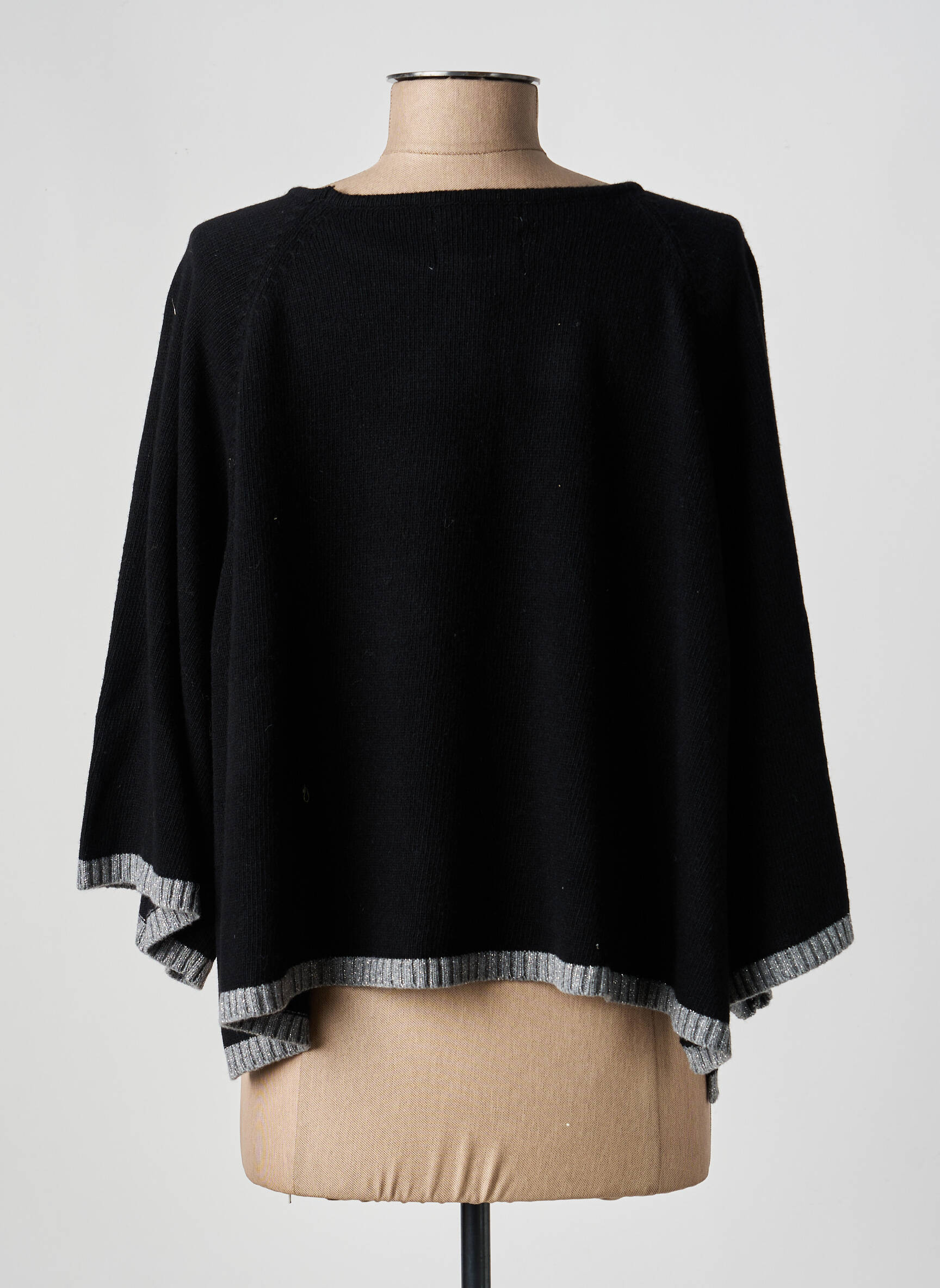 Pull coupe droite manches 3/4 noir PAKO LITTO femme