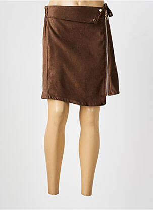 Jupe courte taille élastique marron M&G femme