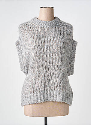 Pull tissage chiné sans manche gris B.YOUNG femme