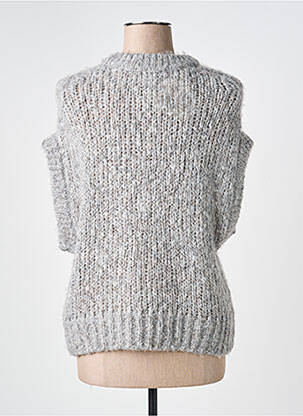 Pull tissage chiné sans manche gris B.YOUNG femme