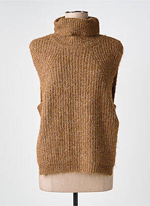 Pull col roulé coupe droite sans manche marron MOLLY BRACKEN femme