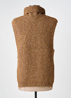Pull col roulé coupe droite sans manche marron MOLLY BRACKEN femme