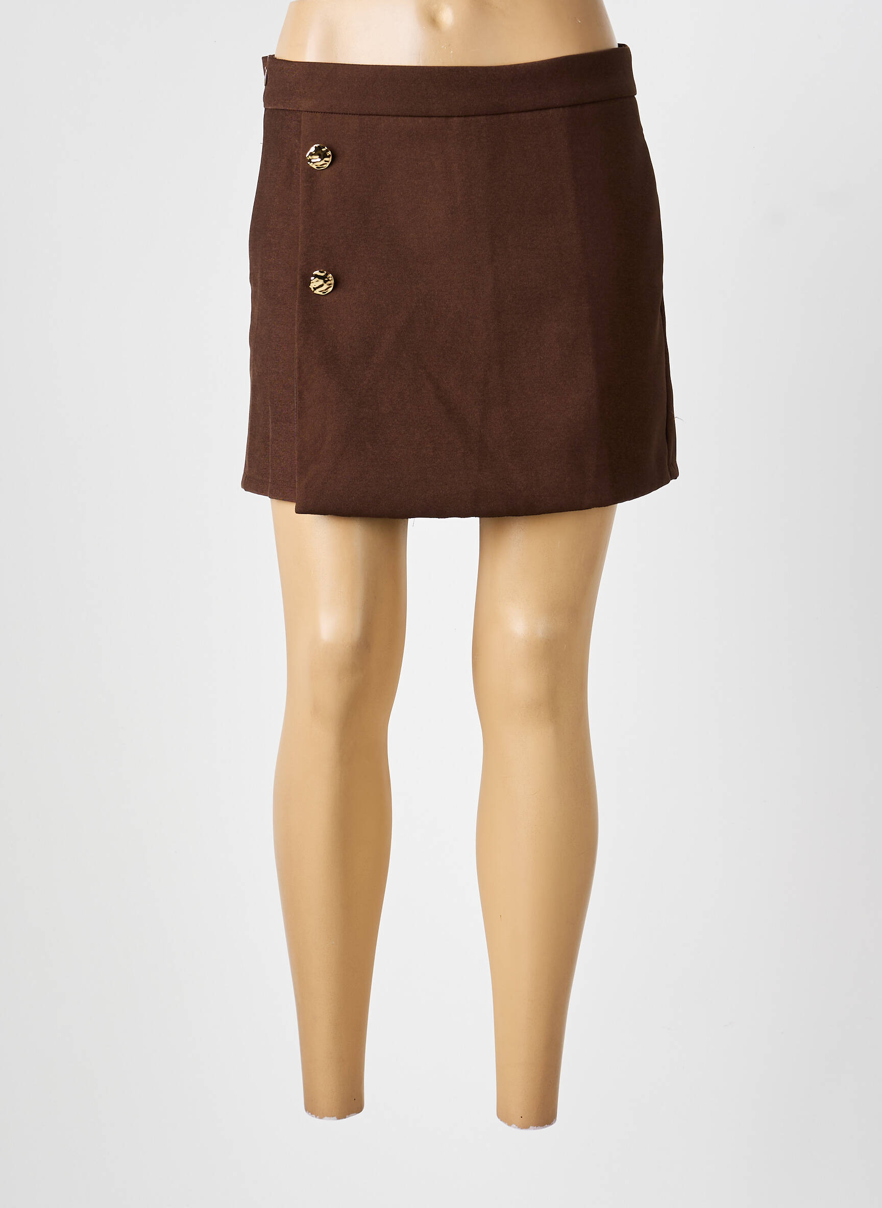 Jupe short coupe droite marron VERSION FEMININ femme