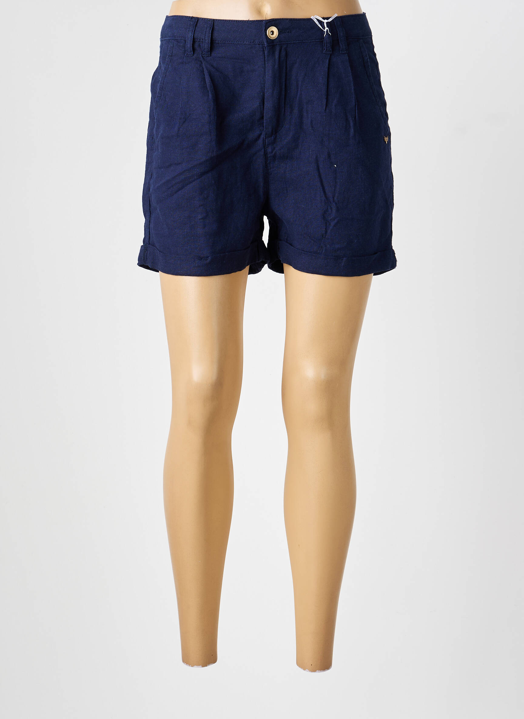 Short taille à pinces taille haute bleu LES P'TITES BOMBES femme