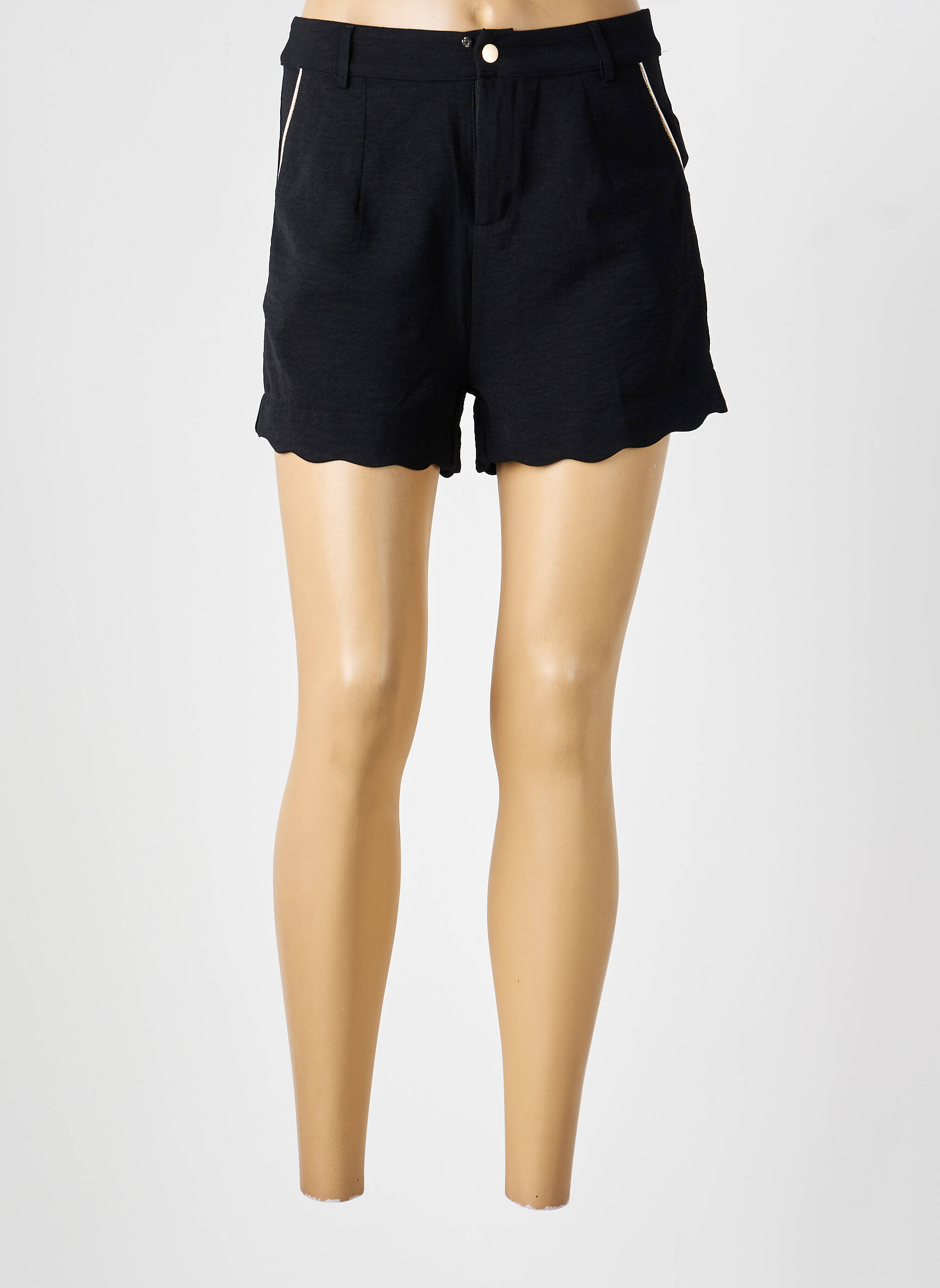 Short fermeture zippée sous rabat boutonné taille normale noir MOLLY BRACKEN femme