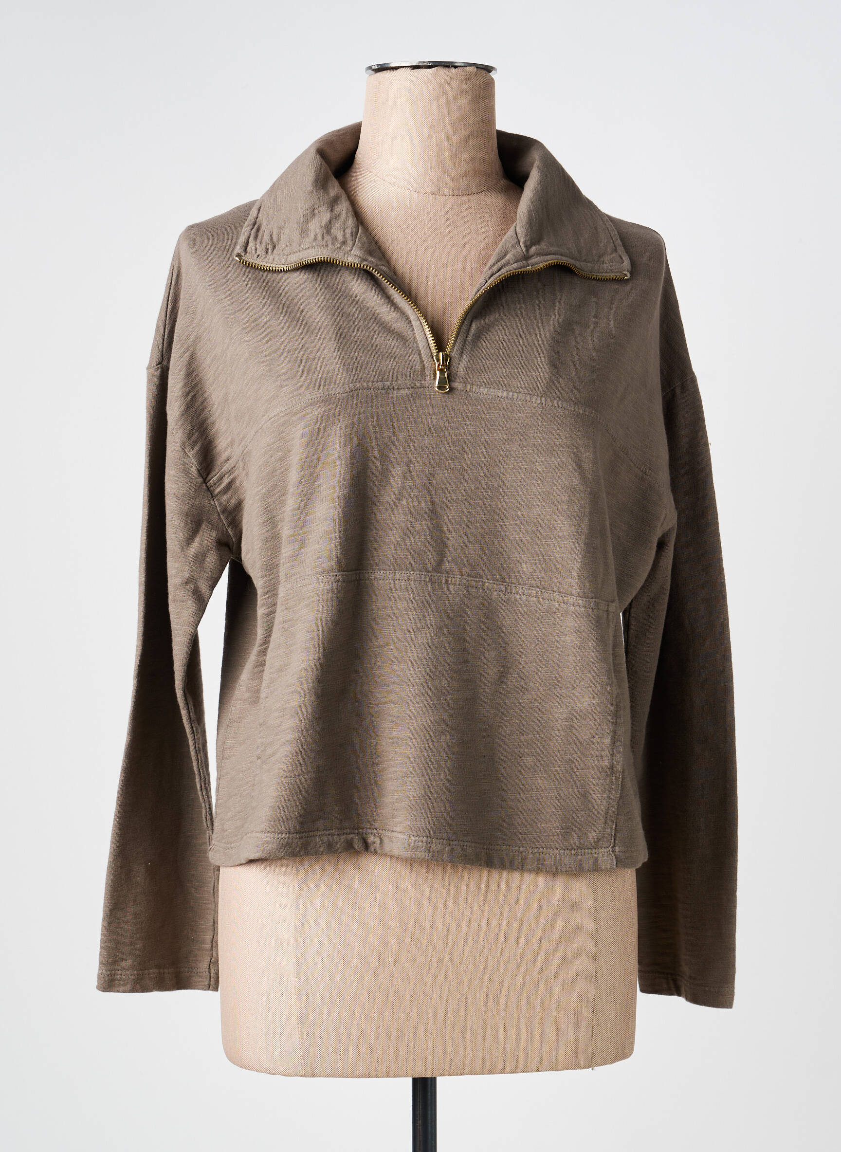 Sweat-shirt stretch manches longues marron PAKO LITTO femme