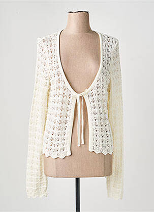 Gilet manches longues maille ajourée beige LES P'TITES BOMBES femme