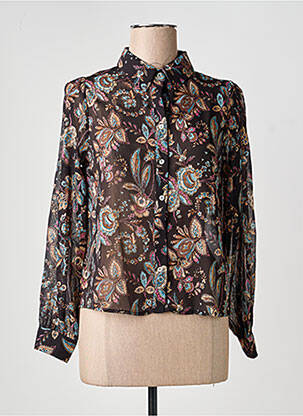 Chemisier imprimé fleurs manches longues noir MOLLY BRACKEN femme