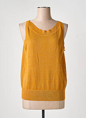 Pull stretch sans manche jaune KING LOUIE femme