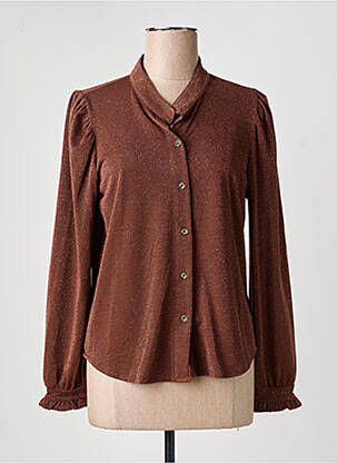 Chemisier col mao manches longues marron PAKO LITTO femme