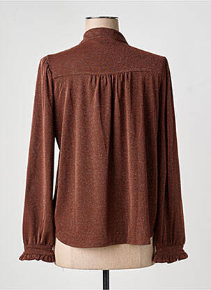 Chemisier col mao manches longues marron PAKO LITTO femme