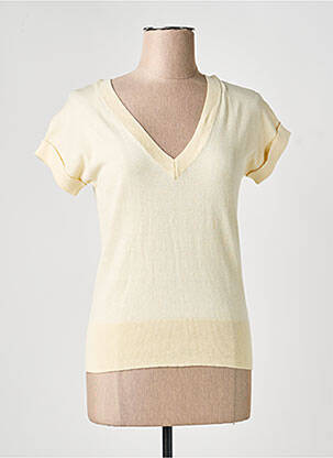 Pull col v manches courtes jaune KING LOUIE femme