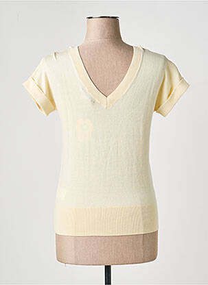Pull col v manches courtes jaune KING LOUIE femme