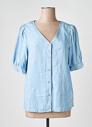 Chemisier coupe droite manches courtes bleu B.YOUNG femme