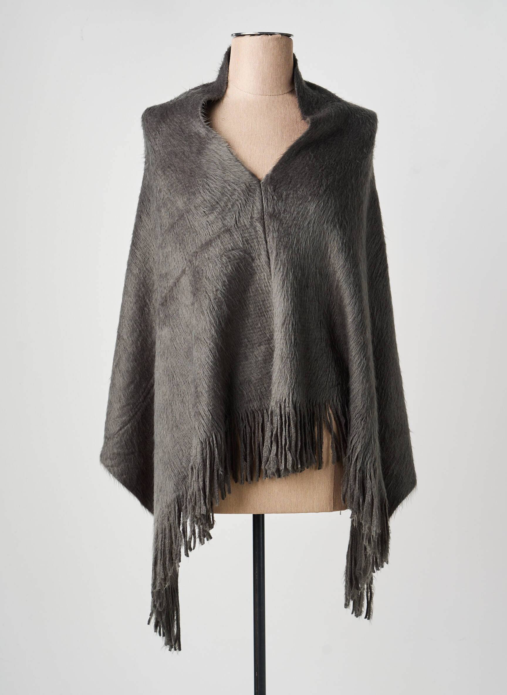 Poncho col v gris MOLLY BRACKEN femme