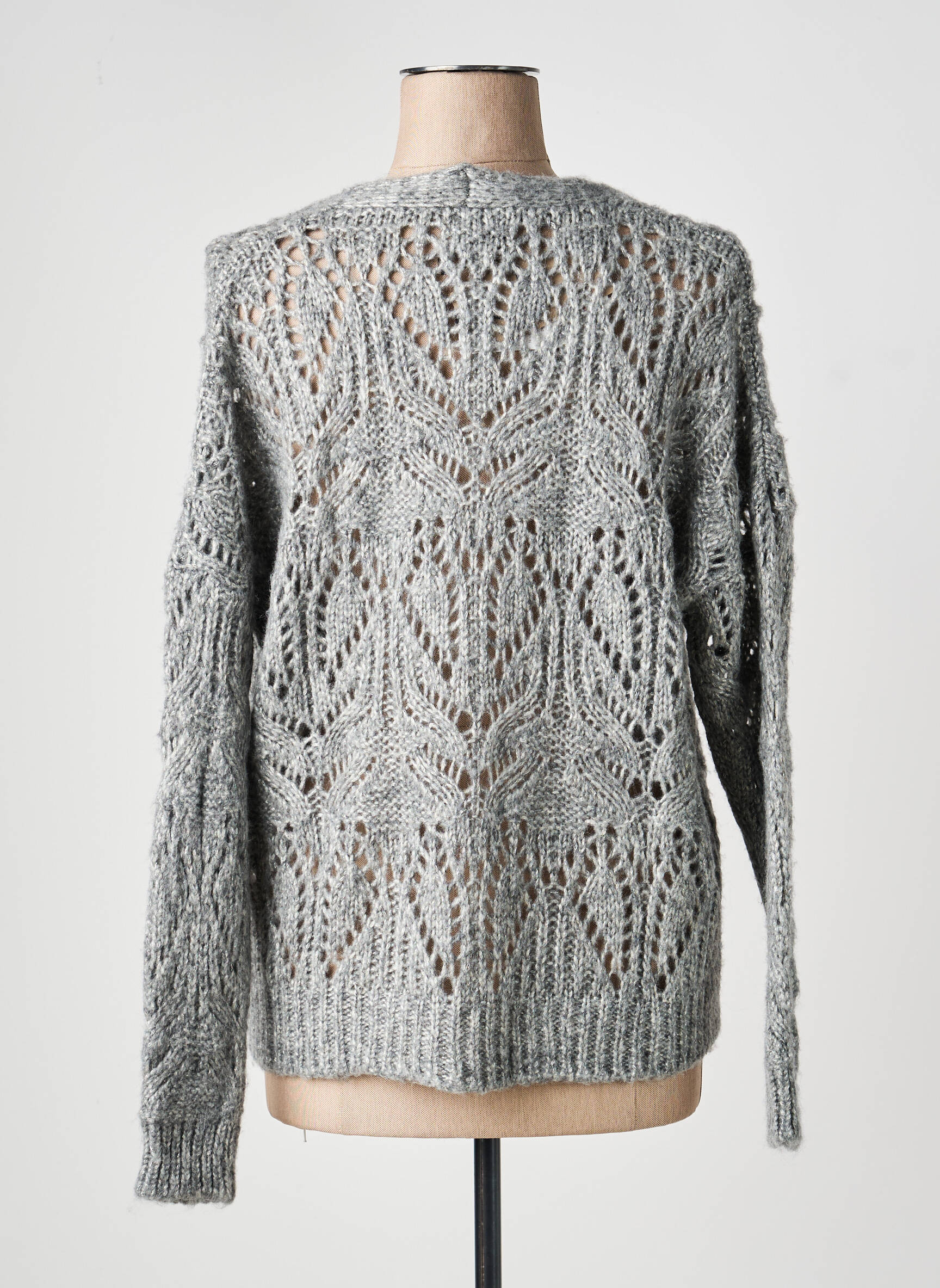 Gilet manches longues stretch gris PAKO LITTO femme