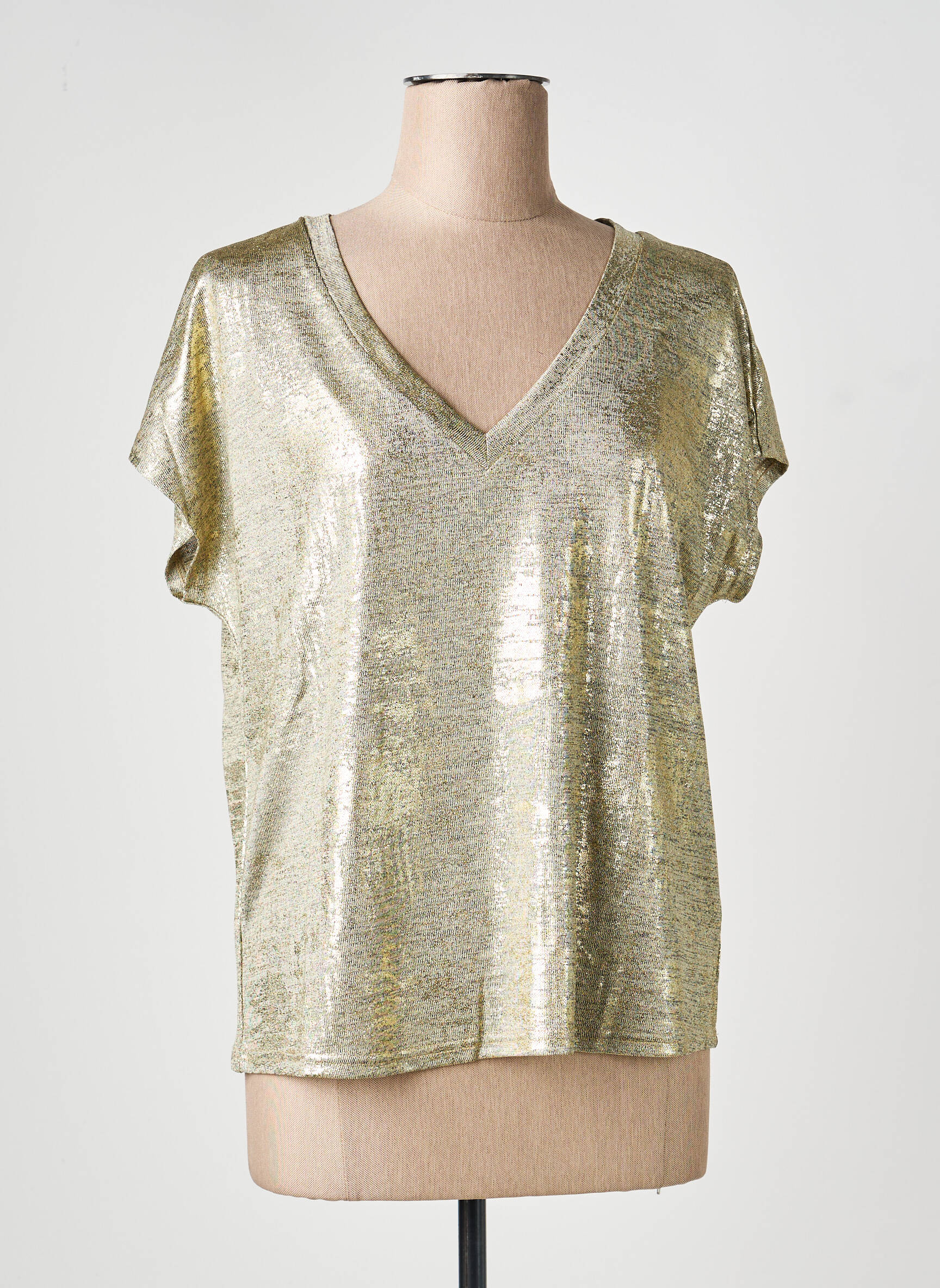 Top coupe fluide manches courtes or MOLLY BRACKEN femme