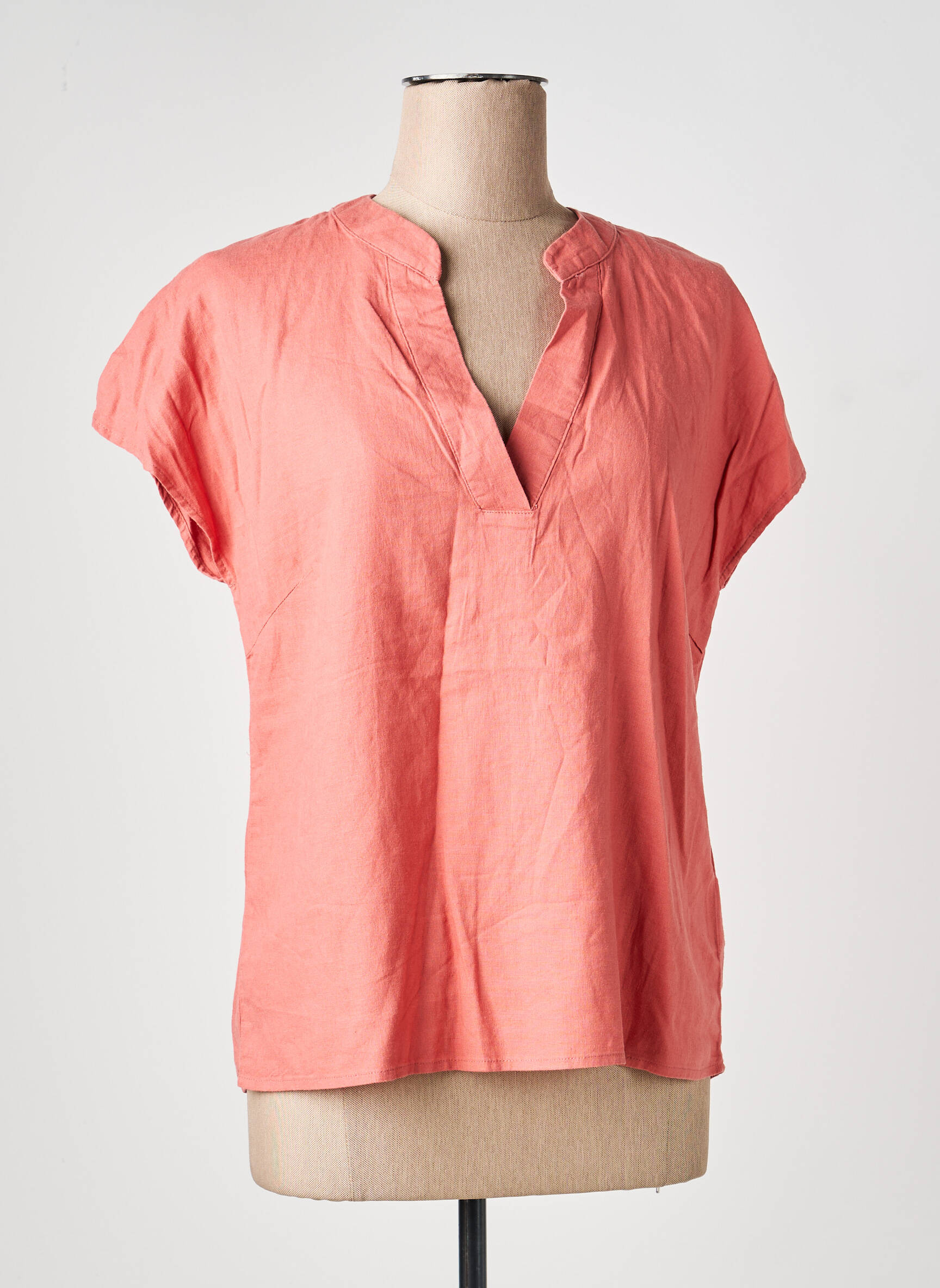 Blouse tissage crêpe manches courtes rose B.YOUNG femme