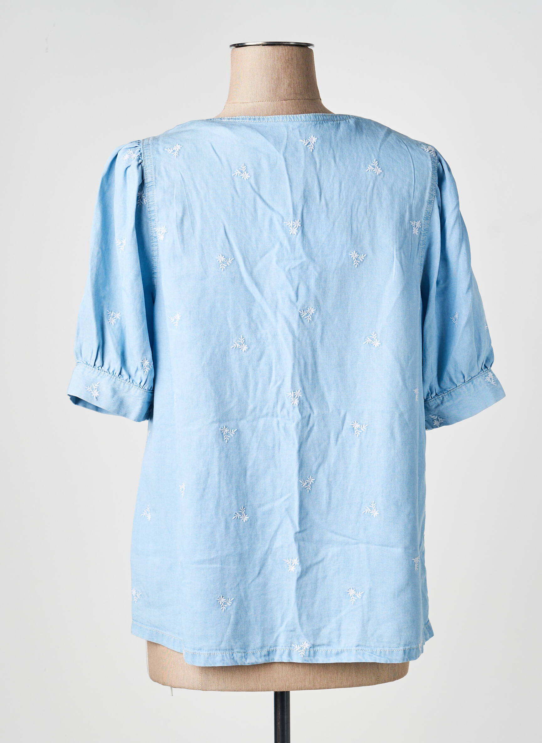 Chemisier coupe droite manches courtes bleu B.YOUNG femme