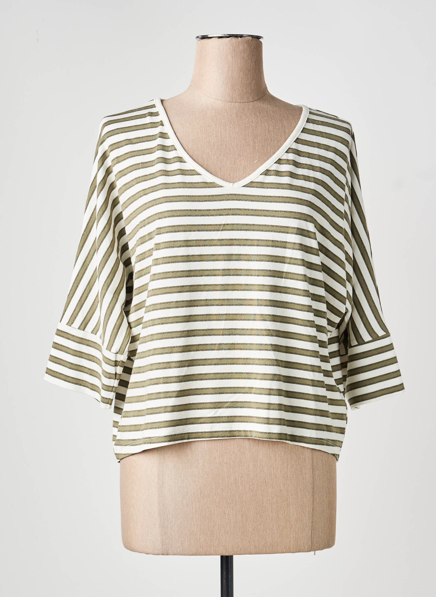 T-shirt manches 3/4 manches 3/4 vert PAKO LITTO femme