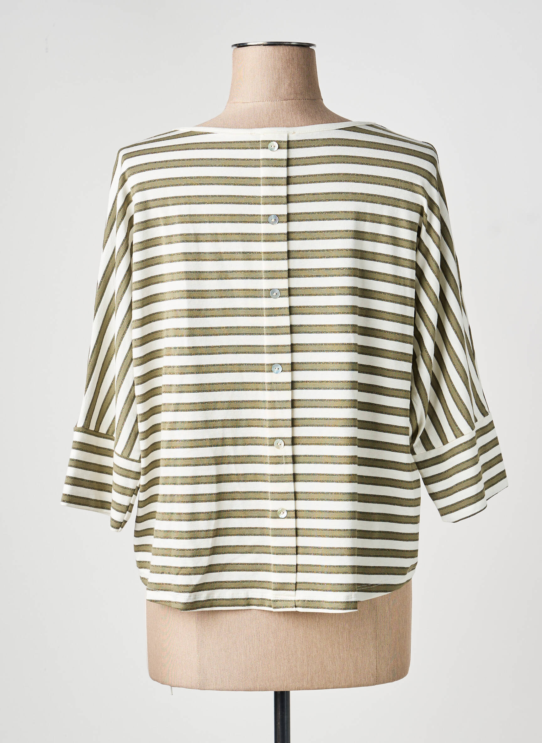 T-shirt manches 3/4 manches 3/4 vert PAKO LITTO femme