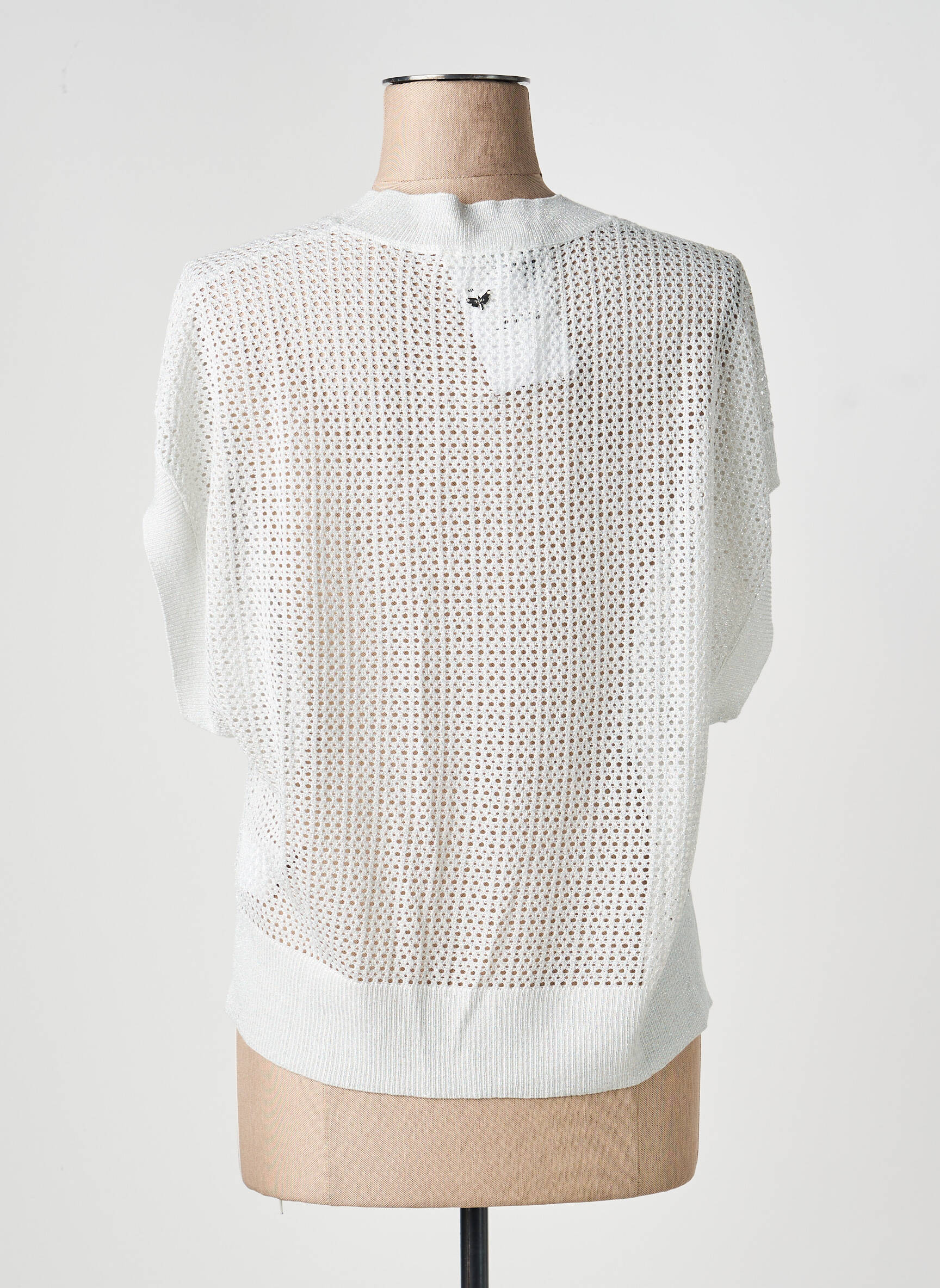 Pull maille ajourée manches courtes argent LPB LES PETITES BOMBES  femme