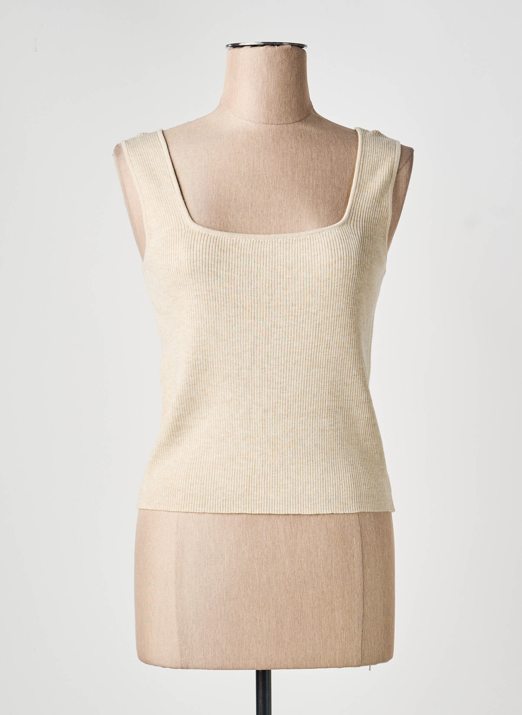 Top col carré fines bretelles beige MOLLY BRACKEN femme