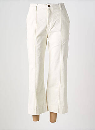 Pantalon 7/8 fermeture zippée sous rabat boutonné blanc B.YOUNG femme