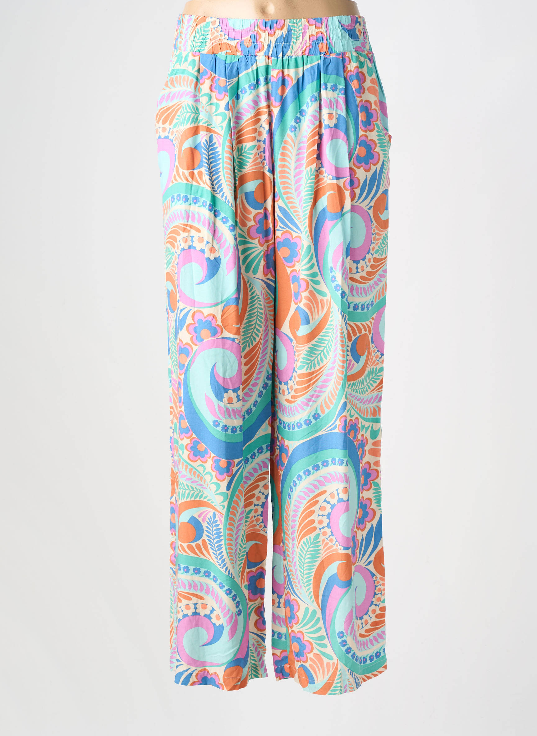 Pantalon droit taille élastique bleu MOLLY BRACKEN femme