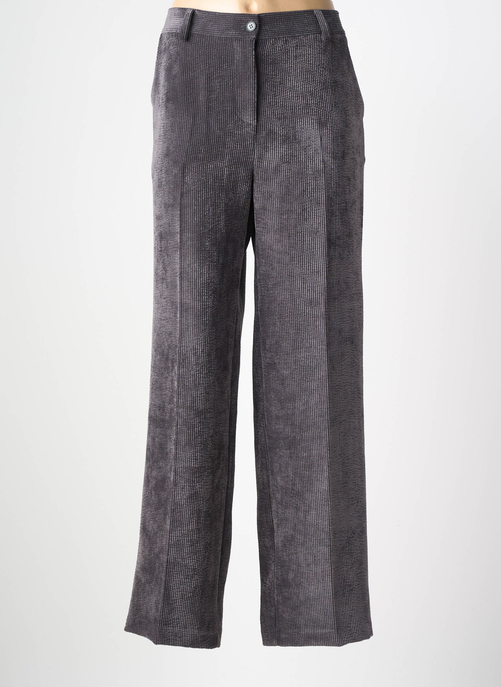 Pantalon droit fermeture zippée sous rabat boutonné gris PAKO LITTO femme