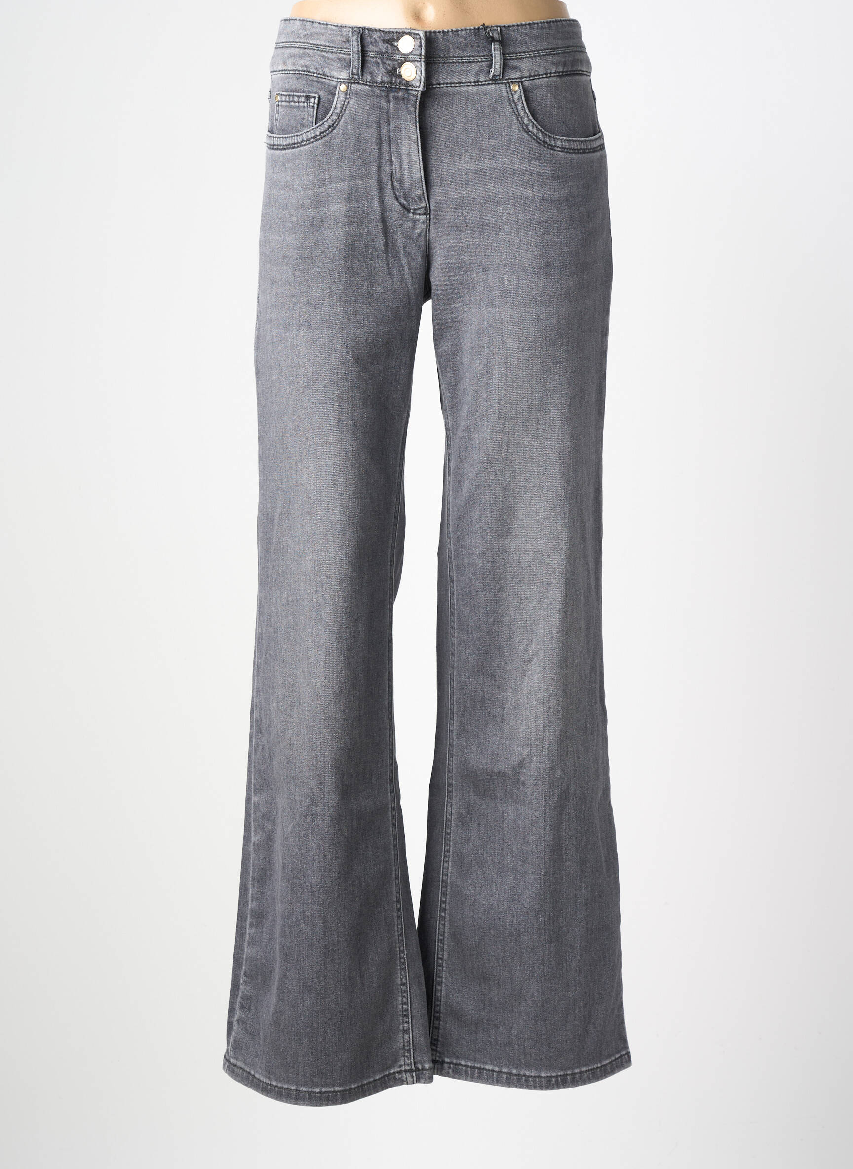 Jeans coupe large stretch taille normale gris ZRS TIMELESS femme