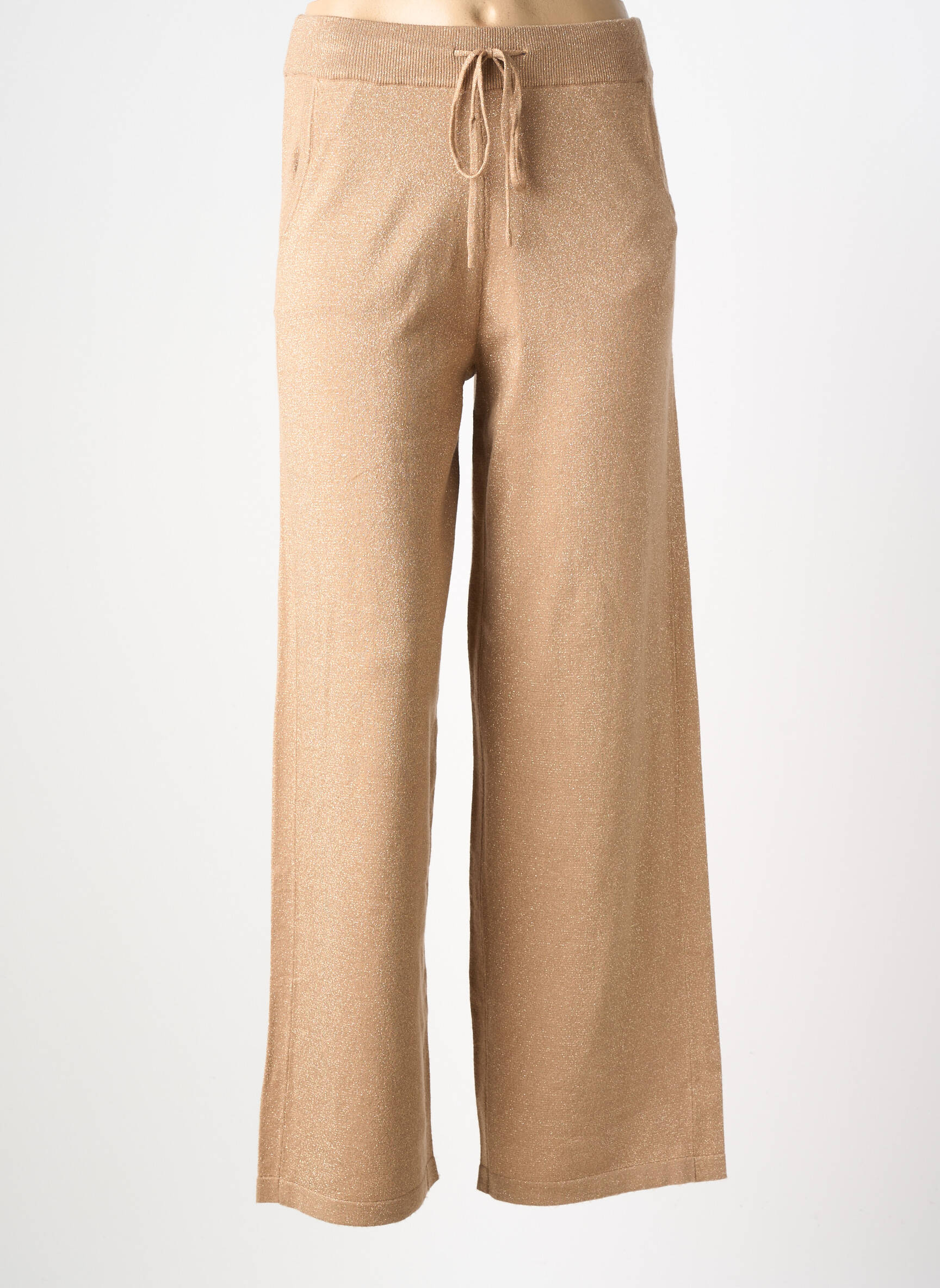 Pantalon flare taille élastique beige MOLLY BRACKEN femme