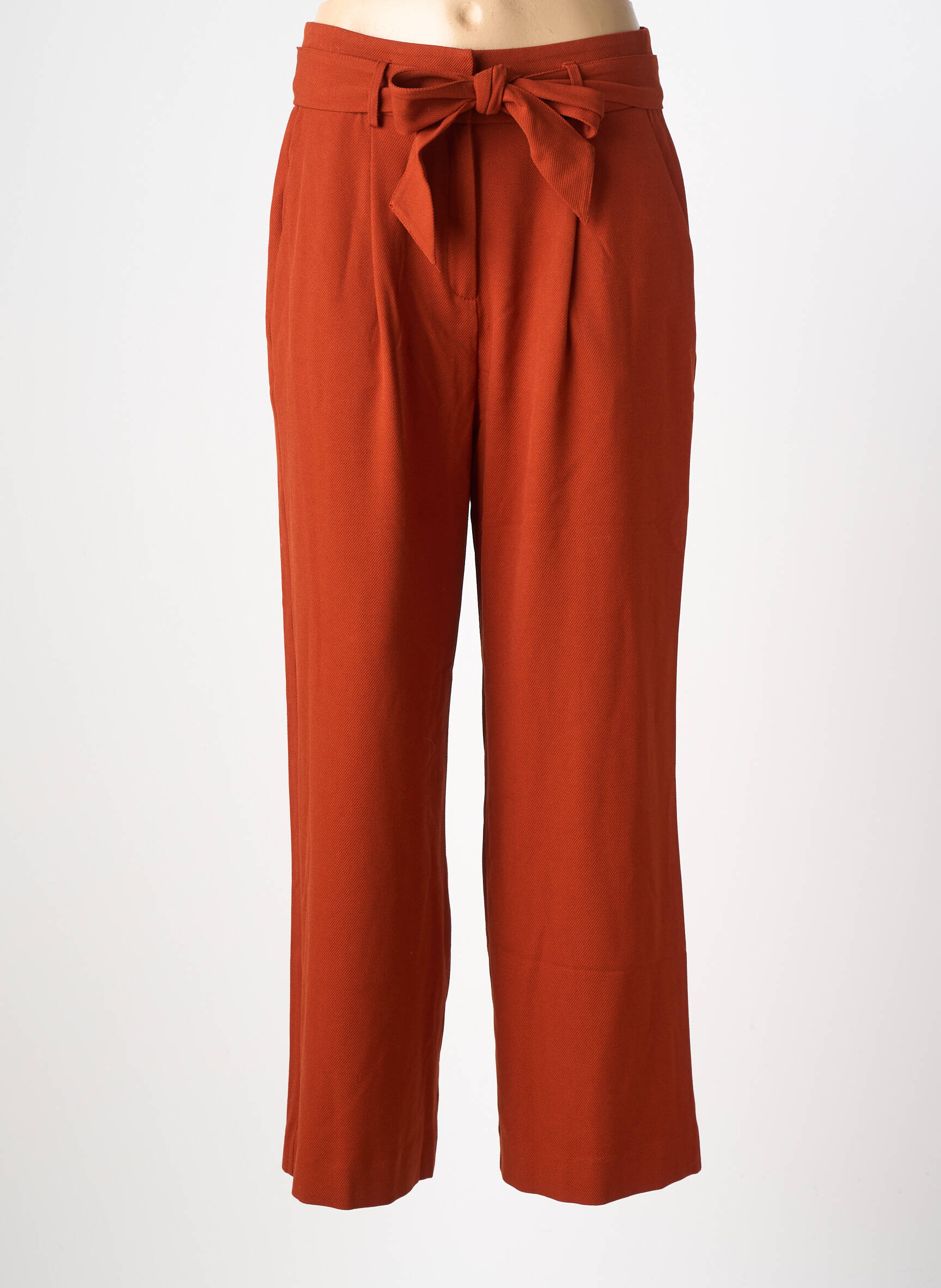 Pantalon droit fermeture zippée sous rabat avec crochet orange KING LOUIE femme