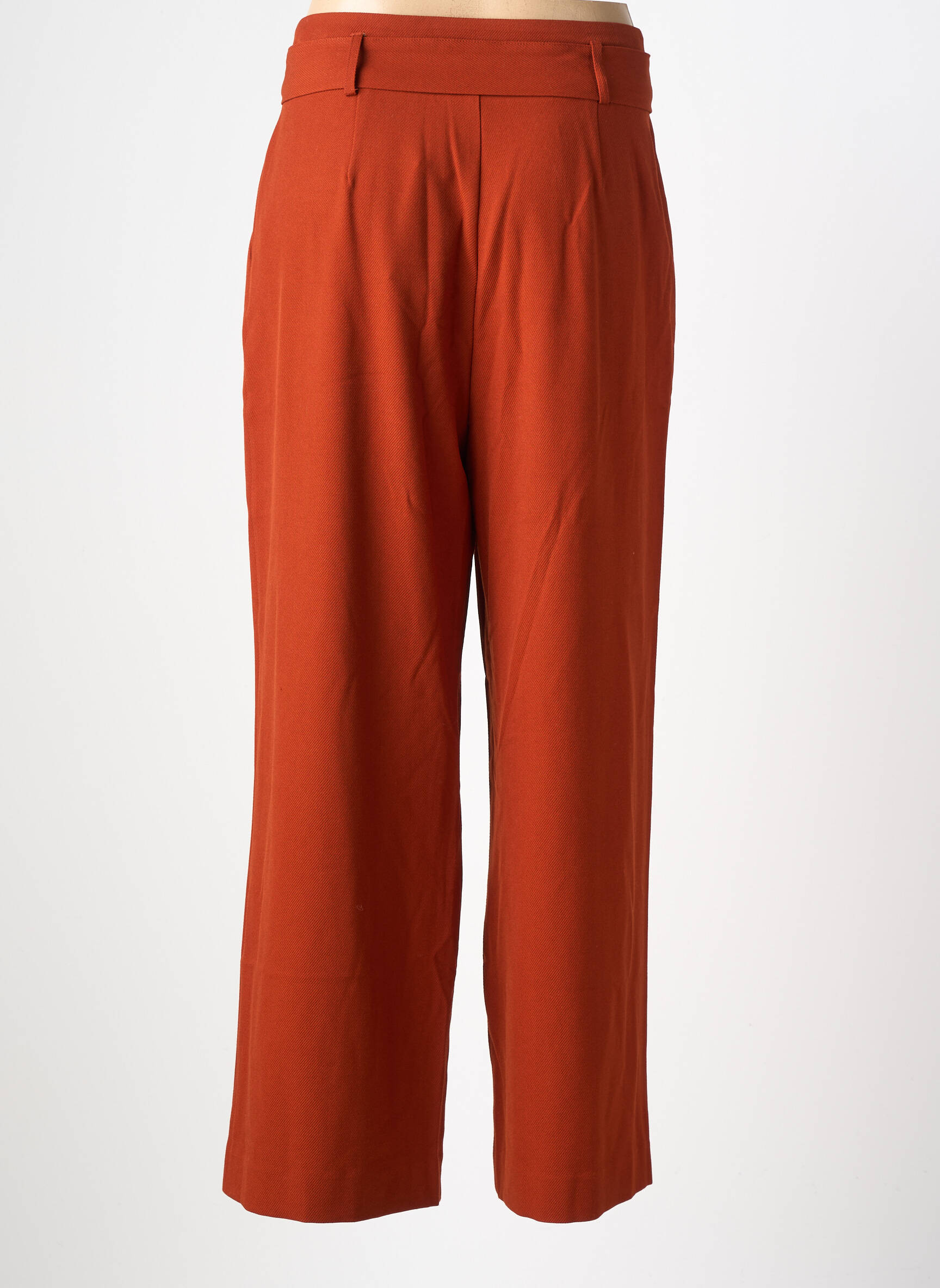 Pantalon droit fermeture zippée sous rabat avec crochet orange KING LOUIE femme