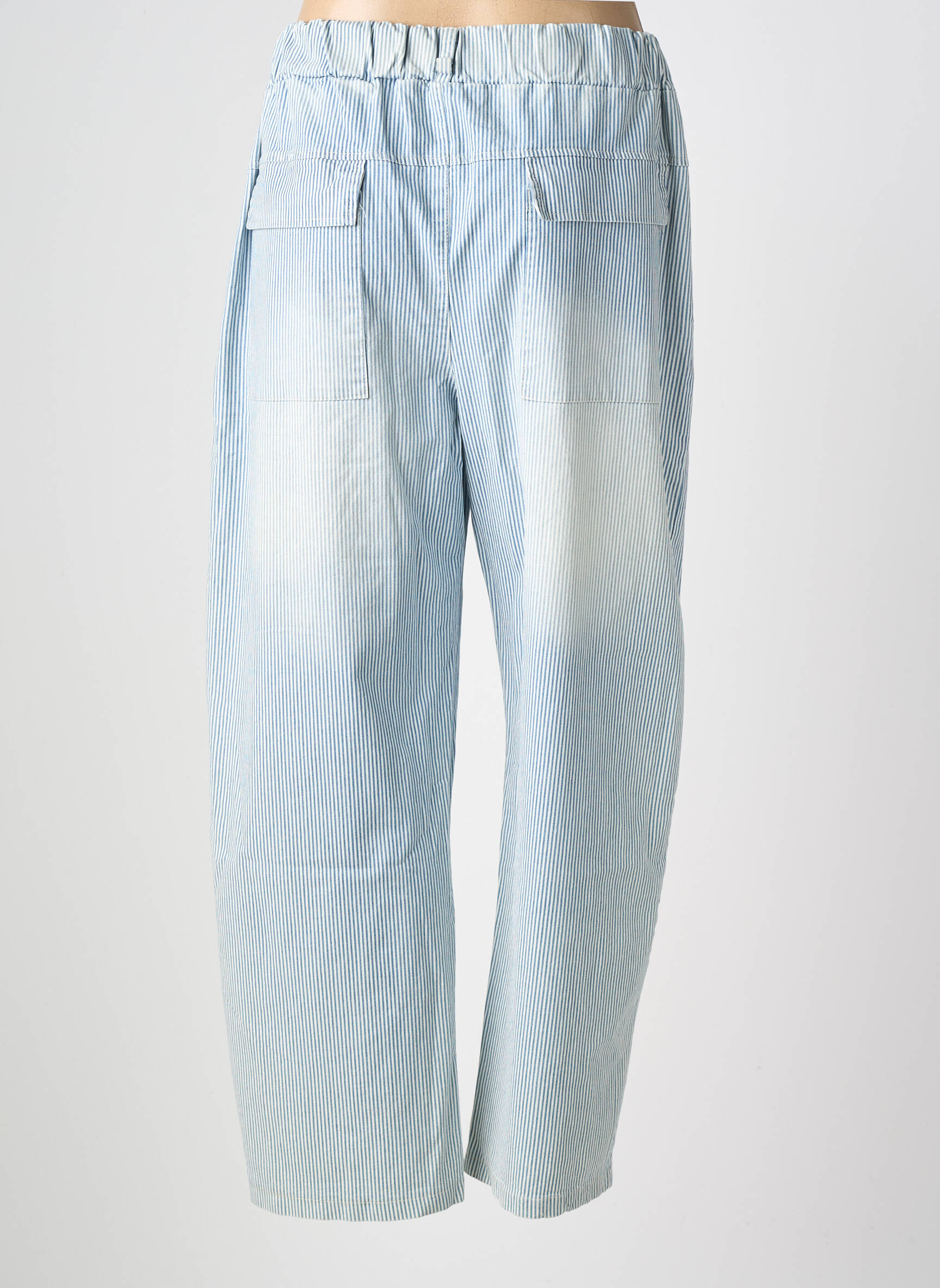 Pantalon droit taille élastique bleu BANDITAS FROM MARSEILLE femme